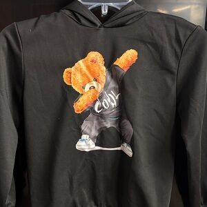Kids Black Hoodie with Dabbing Bear size 9Y